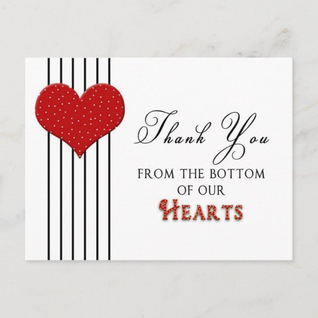 CARTE POSTCARD Merci - COEUR ROUGE - (Devant)