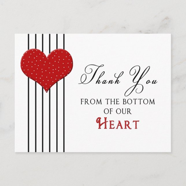 CARTE POSTCARD Merci - COEUR ROUGE - (Devant)
