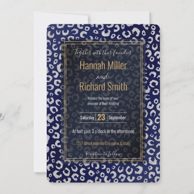 Carte Poster de animal Leopard Parties scintillant bleu  (Devant)