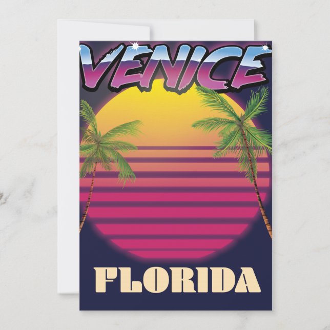 Carte poster de vacances rétro Venice Florida (Devant)