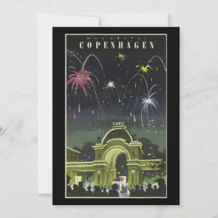 Carte Poster de voyage de Copenhague vintage,