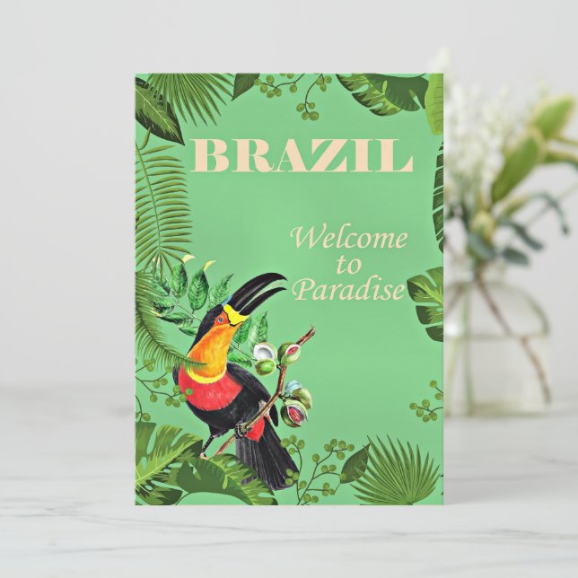 Carte Poster de voyage du Brésil, Toucan, (Debout devant)