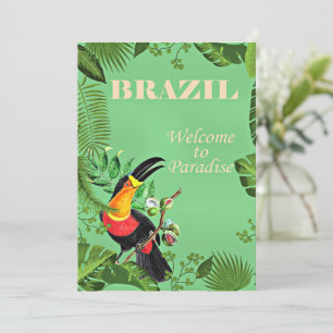 Carte Poster de voyage du Brésil, Toucan,