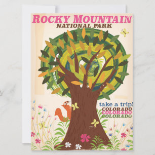 Carte Poster vintage du parc national des Rocheuses
