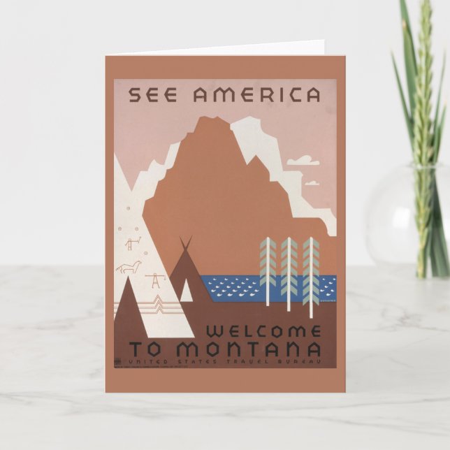 Carte Poster vintage Promouvoir Les Voyages Au Montana.  (Devant)