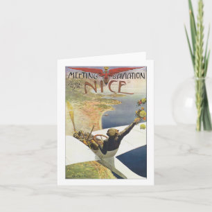 Carte Poster Vintage voyage, avion au-dessus de Nice Fra