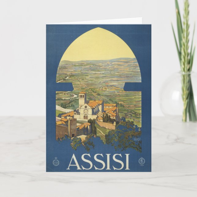 Carte Poster Vintage voyage D'Assise, Italie (Devant)