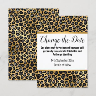 CARTE POSTPONEMENT LUXE OR LEOPARD