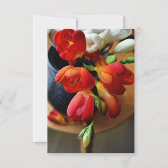 Carte pot avec freesias (Devant)