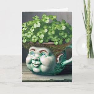 Carte Pot Fleur À Visage Silencieux Pour Anniversaire