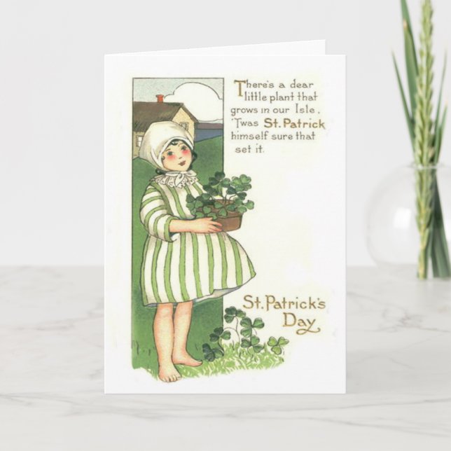 Carte Pot Shamrock fille mignonne (Devant)