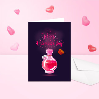 Carte Potion d'amour rose Joyeux Valentines Jour Plié Ca