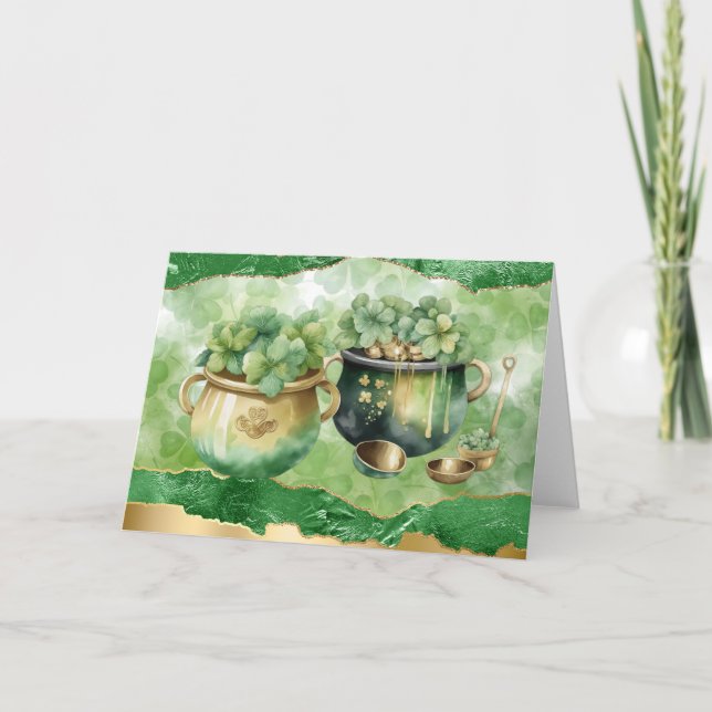 Carte Pots d'or de la Saint-Patrick Trèfles irlandais (Devant)