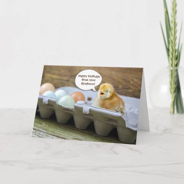 Carte poule et oeufs en boîte pour l'anniversaire de pap (Devant)
