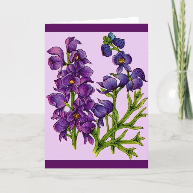 Carte poule violette fleurs imprimés (Devant)