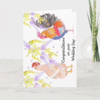 Carte Poulet aimant Félicitations pour votre jour de mar