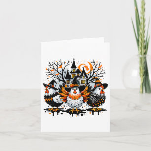 Carte Poulet d'Halloween Agriculteur Poulet fille