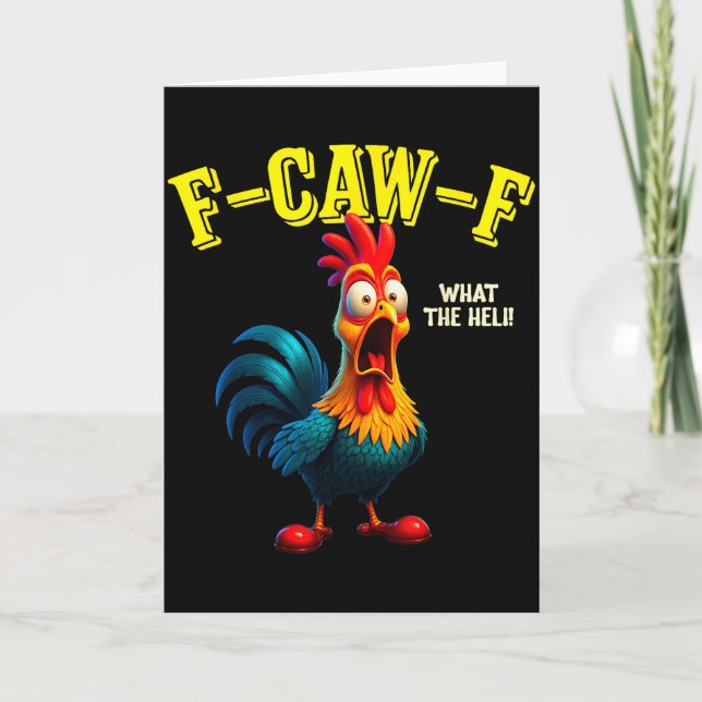 Carte Poulet Drôle F-caw-f Que L'Hélico Poule Humour  (Devant)