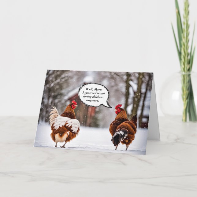 Carte Poulets dans les flocons de neige Humour d'anniver (Devant)