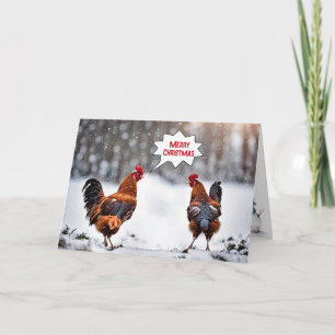 Carte Poulets De Noël Dans Les Snowflakes