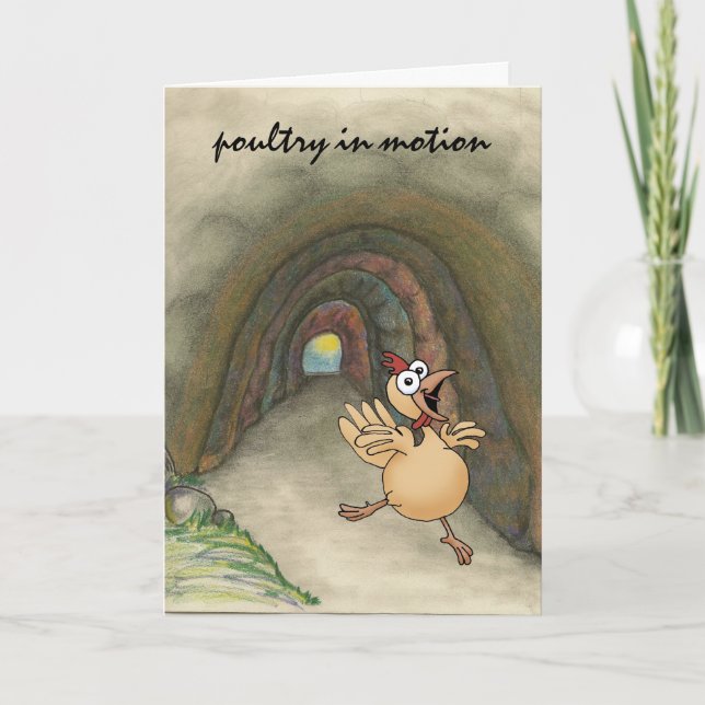 Carte Poulets humoristiques se déplaçant dans une nouvel (Devant)