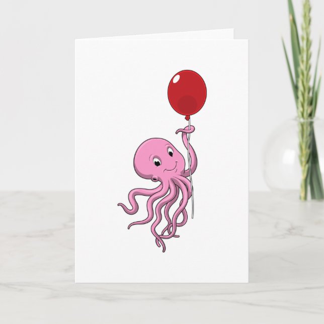 Carte poulpe avec ballon (Devant)