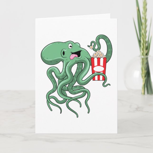Carte Poulpe avec du pop-corn (Devant)