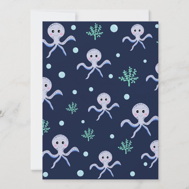 Carte Poulpe sous la mer motif pour enfants (Devant)