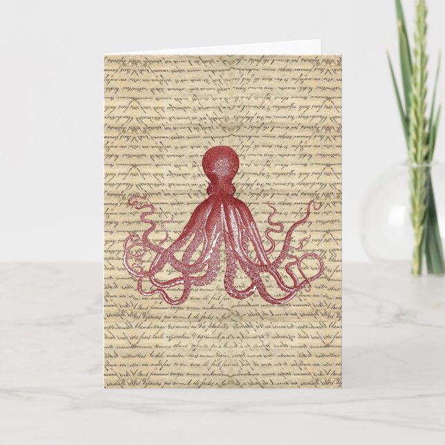 Carte poulpe vintage (Devant)