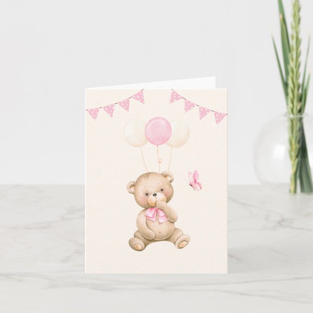 Carte Poupée bébé pastel crème rose (Devant)