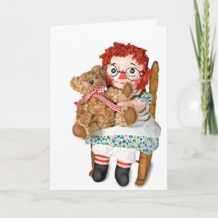 Carte Poupée de Rag et ours en peluche
