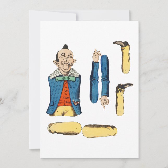 Carte poupée en papier vieil homme bizarre coupée (Devant)
