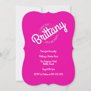 Carte Poupée rétro rose chaud, allons faire la fête !
