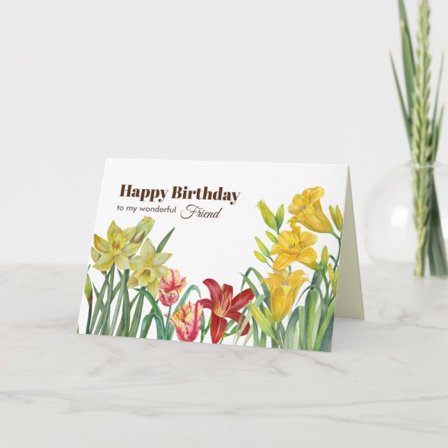Carte Pour Ami à Anniversaire Fleur de printemps orange  (Devant)
