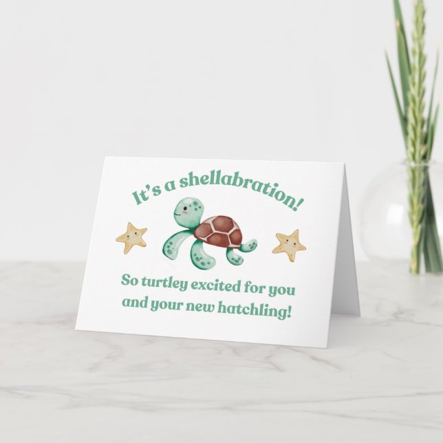 Carte pour Baby Shower Tortue (Devant)