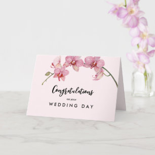 Carte Pour Couple le jour du mariage Aquarelle rose Fleu