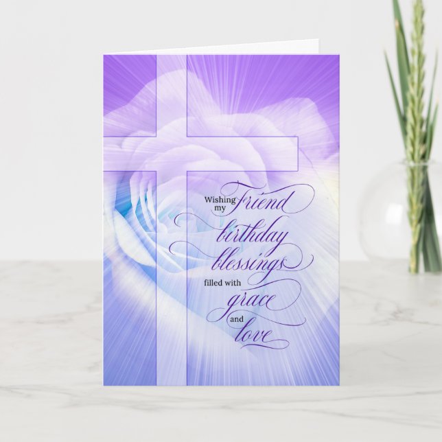 Carte pour Friend Christian Birthday Purple Rose (Devant)