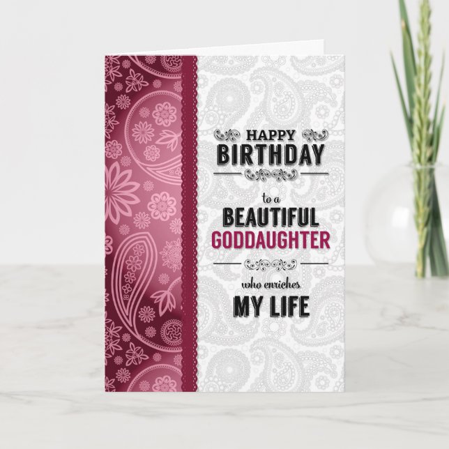 Carte pour Godgirl's Birthday Pink Hearts et Paisley (Devant)