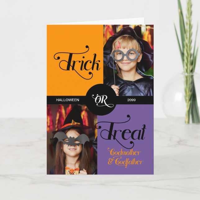 Carte pour Godparents Trick ou Treat 2 Photo Halloween (Devant)