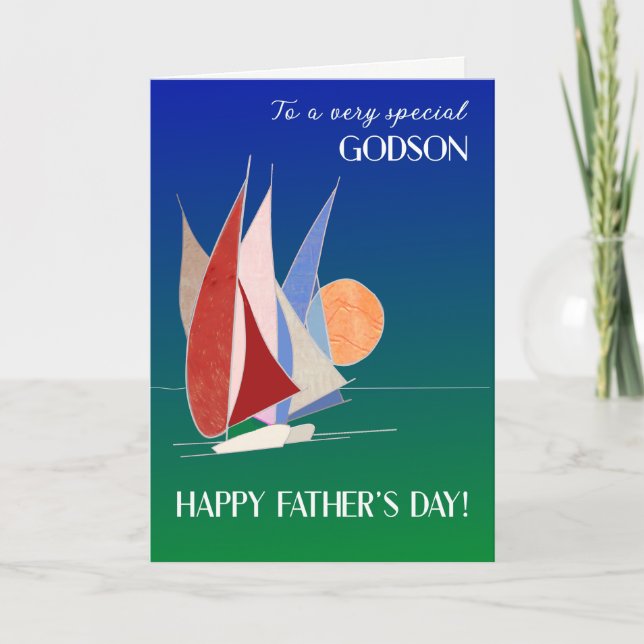 Carte Pour Godson sur Fête des pères Bateaux à voile au  (Devant)