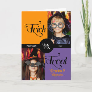 Carte pour grand-parents Trick ou Treat 2 Photo Hallowee