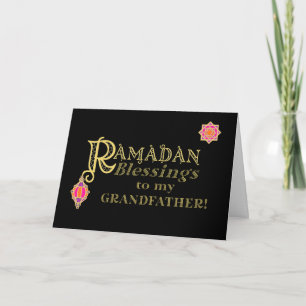 Carte Pour grand-père Ramadan Bénédictions Or sur Noir