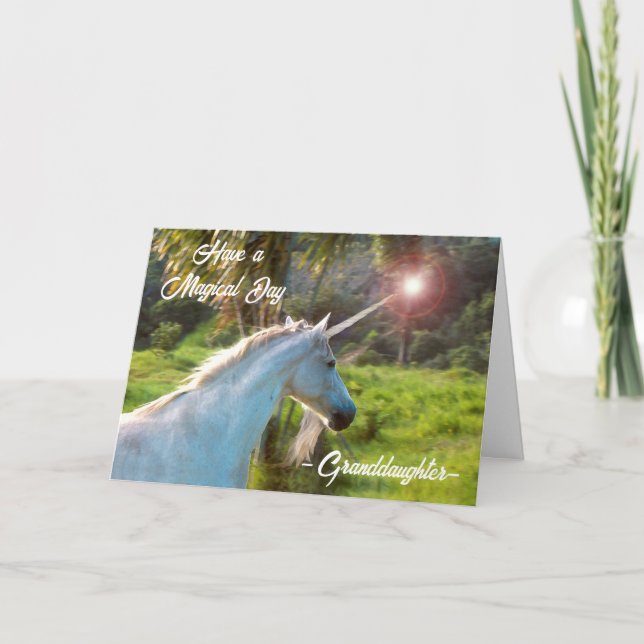 Carte Pour Grandgirl Magique Unicorn Anniversaire (Devant)