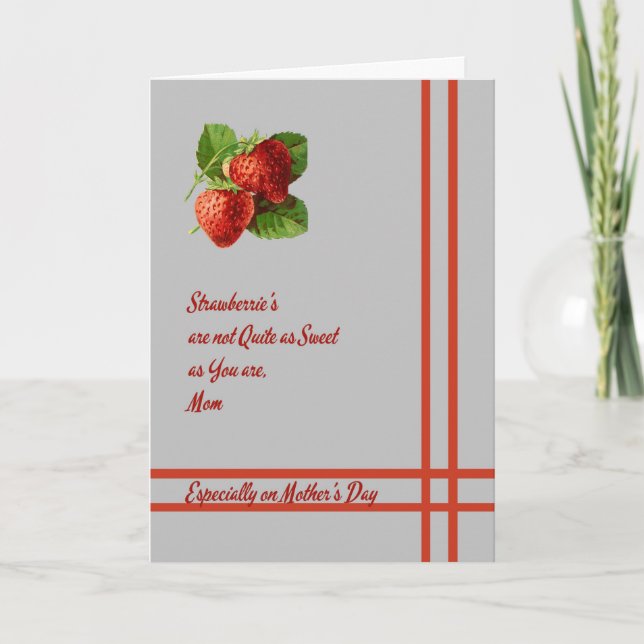 Carte pour la Fête des mères aux fraises (Devant)