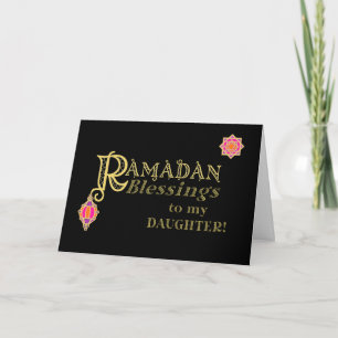 Carte Pour la fille Ramadan Bénédiction or sur noir