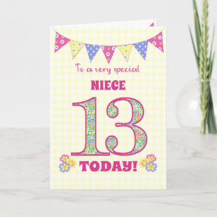 Carte Pour la Nièce 13e Anniversaire Primroses Bunting C