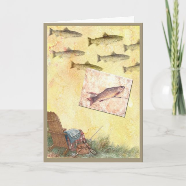 CARTE POUR LA SALUTATION DE PÊCHE DE TRUITE DE POÈMES (Devant)