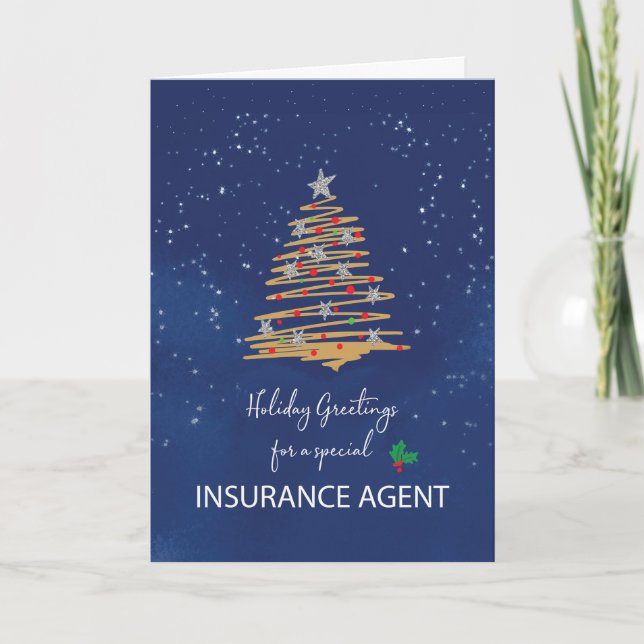 Carte Pour l'agent d'assurance Noël Arbre de la Marine (Devant)