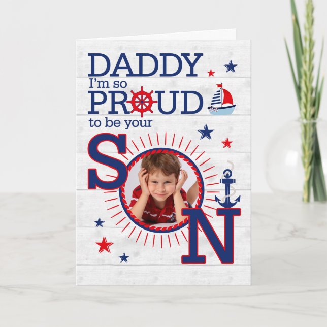 Carte pour l'anniversaire de papa de Son Nautical (Devant)