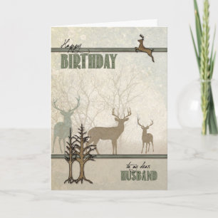 Carte pour le cerf de maris dans la forêt Anniversaire